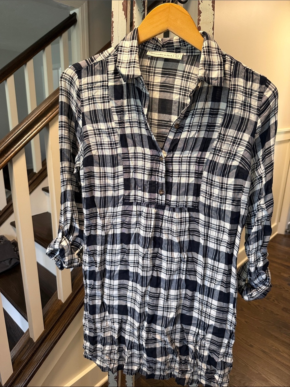 Abercrombie & Fitch Black and White Plaid Shirt Dress
